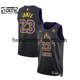 Maillot Basket Los Angeles Lakers LeBron James 23 2023-2024 Nike City Edition Noir Swingman - Enfant